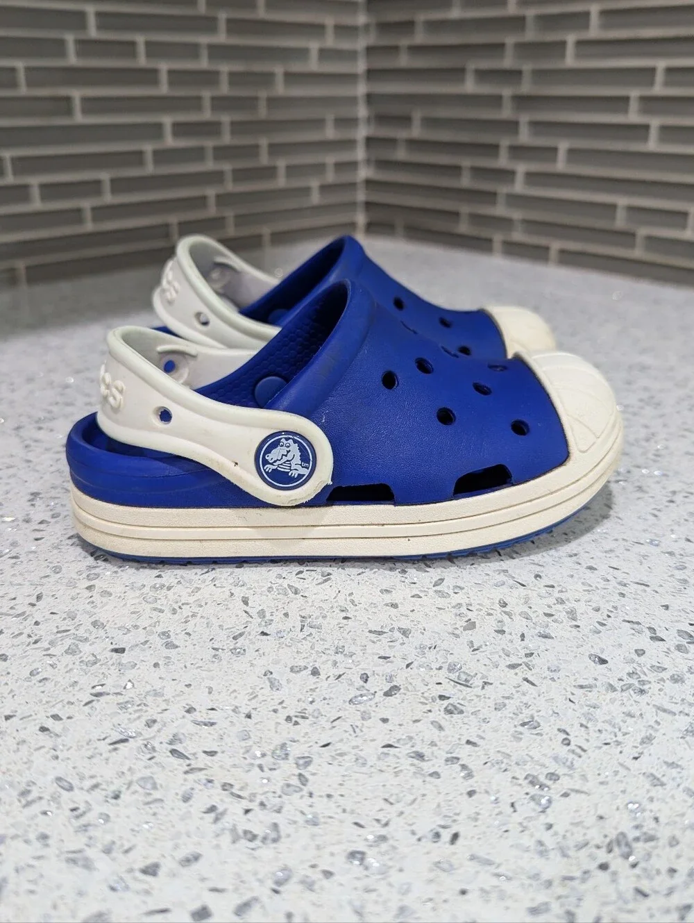 Crocs Kids Bump It Clog Blue White Water Summer Slip On Boy Girl Toddler Size 8c